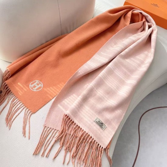 Replica Alta gamma Sciarpa unisex classica Hermès in cashmere 70x200 arancione