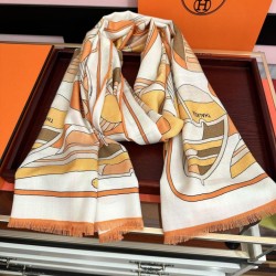 Replica Alta gamma Sciarpa Hermès double face in cashmere dello stesso colore 65x185 arancione