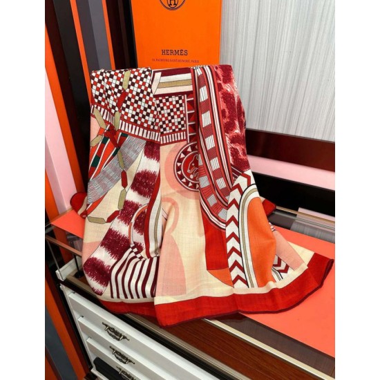 Replica Fazzoletto Hermès in cashmere e seta Ondsdemarch 140 rosso Imitazioni Replica Fazzoletto Hermès in cashmere e seta Ondsdemarch 140 rosso