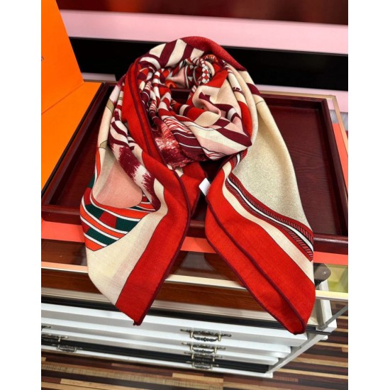 Replica Fazzoletto Hermès in cashmere e seta Ondsdemarch 140 rosso Imitazioni Replica Fazzoletto Hermès in cashmere e seta Ondsdemarch 140 rosso