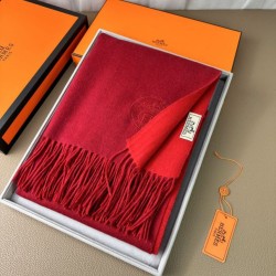 Replica Scialle reversibile classico in cashmere bicolore Hermès 70 x 200 Rosso