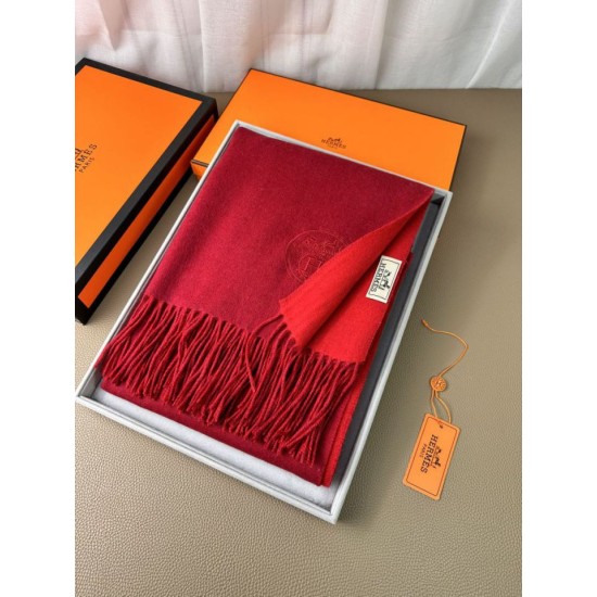 Replica Scialle reversibile classico in cashmere bicolore Hermès 70 x 200 Rosso Imitazioni Replica Scialle reversibile classico in cashmere bicolore Hermès 70 x 200 Rosso