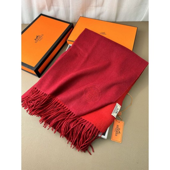 Replica Scialle reversibile classico in cashmere bicolore Hermès 70 x 200 Rosso Imitazioni Replica Scialle reversibile classico in cashmere bicolore Hermès 70 x 200 Rosso