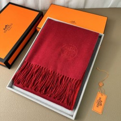 Replica Scialle reversibile classico in cashmere bicolore Hermès 70 x 200 Rosso