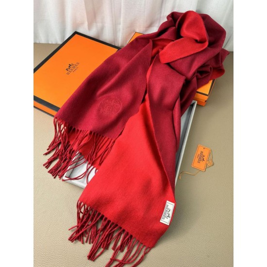 Replica Scialle reversibile classico in cashmere bicolore Hermès 70 x 200 Rosso Imitazioni Replica Scialle reversibile classico in cashmere bicolore Hermès 70 x 200 Rosso