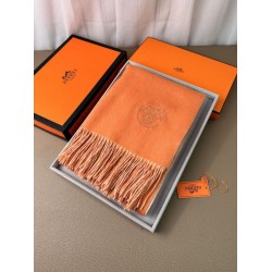 Scialle reversibile classico in cashmere bicolore Hermès 70 x 200 Arancione