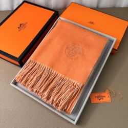 Replica Borsa Scialle reversibile classico in cashmere bicolore Hermès 70 x 200 Arancione