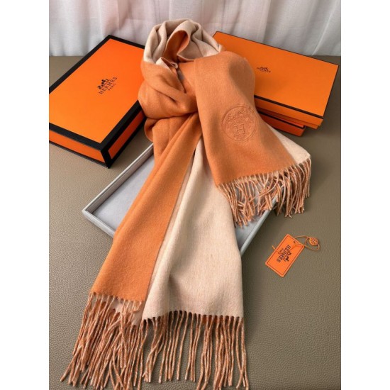 Replica Borsa Scialle reversibile classico in cashmere bicolore Hermès 70 x 200 Arancione Imitazioni Replica Borsa Scialle reversibile classico in cashmere bicolore Hermès 70 x 200 Arancione