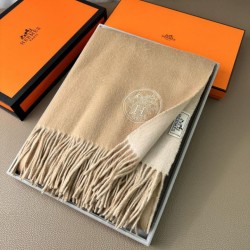 Replica Scialle reversibile classico in cashmere bicolore Hermès 70 x 200 Marrone