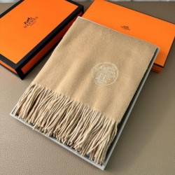 Replica Scialle reversibile classico in cashmere bicolore Hermès 70 x 200 Marrone