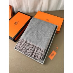 Scialle reversibile classico in cashmere bicolore Hermès 70 x 200 Grigio/Rosa