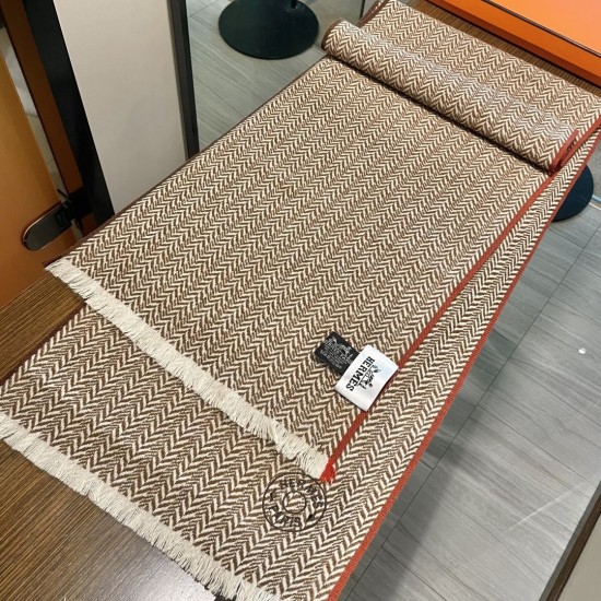 Replica Sciarpa in lana a spina di pesce Hermès 36 x 200 cm Imitazioni Replica Sciarpa in lana a spina di pesce Hermès 36 x 200 cm