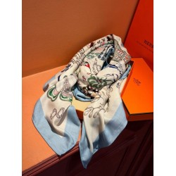 Qualità da grande Sciarpe reversibili in velluto colorato Hermès Sciarpa 140 cm Blu