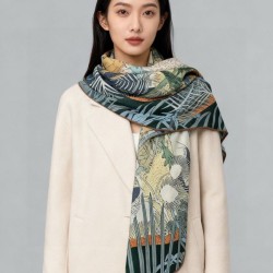 Replica Pari Scialle Hermès Premium in seta e cashmere tono su tono double face 140 04