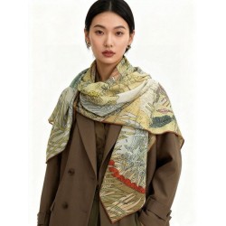 Pari Scialle Hermès in seta e cashmere tono su tono double face 140 03