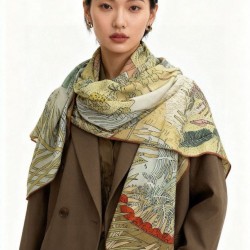 Replica Pari Scialle Hermès Premium in seta e cashmere tono su tono double face 140 03