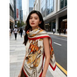 Scialle Hermès reversibile in velluto tono su tono con finimenti per cavalli stile balestra 135 Rosso Scialle Hermès reversibile in velluto tono su tono con finimenti per cavalli stile balestra 135 Rosso