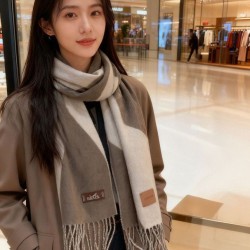 Replica Sciarpa Hermès in cashmere sfumato multicolore da coppia 32 x 190 Grigio
