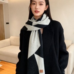 Replica Alta gamma Sciarpa Hermès in cashmere sfumato multicolore da coppia 32 x 190 Nero