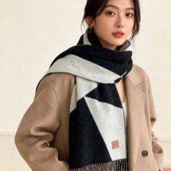 Replica Alta gamma Sciarpa Hermès in cashmere sfumato multicolore da coppia 32 x 190 Nero