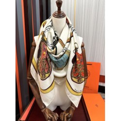 Fazzoletto reversibile in seta e cashmere Hermès 135 Beige