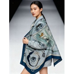 Sciarpa quadrata reversibile in cashmere Hermès 140 Blu
