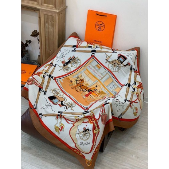 Replica Sciarpa quadrata reversibile in cashmere Hermès 140 Arancione Imitazioni Replica Sciarpa quadrata reversibile in cashmere Hermès 140 Arancione