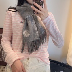 Replica Sciarpa classica reversibile in lana d'agnello Hermès 35 x 200 Grigio