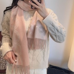 Replica Sciarpa classica reversibile in lana d'agnello Hermès 35 x 200 Rosa