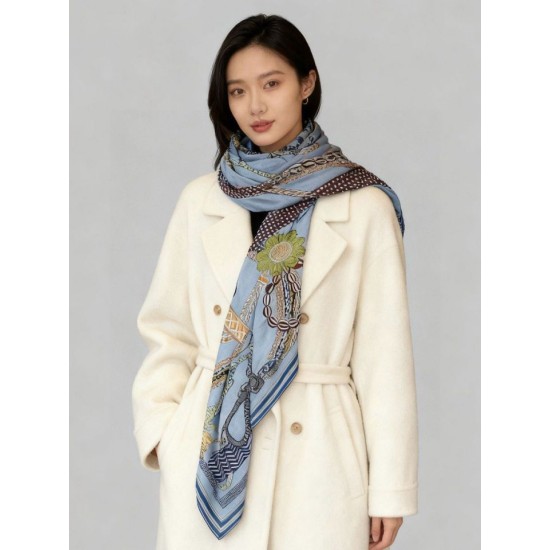 Replica Alta gamma Foulard quadrato in velluto intrecciato a mano Hermès, 140 blu Imitazioni Replica Alta gamma Foulard quadrato in velluto intrecciato a mano Hermès, 140 blu