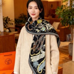 Replica Foulard quadrato in velluto intrecciato a mano Hermès, 140 nero