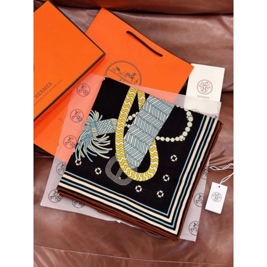 Replica Foulard quadrato in velluto intrecciato a mano Hermès, 140 nero
