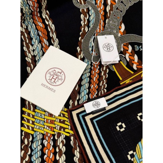 Replica Foulard quadrato in velluto intrecciato a mano Hermès, 140 nero