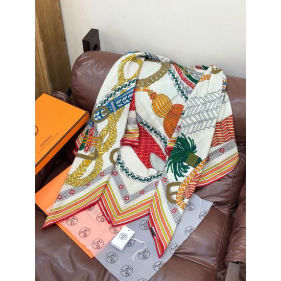 Replica Foulard quadrato in velluto intrecciato a mano Hermès, 140 arancione Imitazioni Replica Foulard quadrato in velluto intrecciato a mano Hermès, 140 arancione