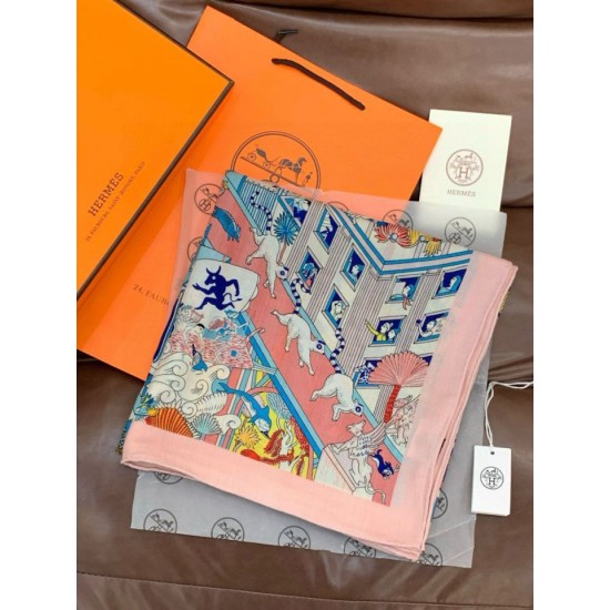 Replica Borsa Sciarpa reversibile in cashmere Hermès Animal City, 140 rosa Imitazioni Replica Borsa Sciarpa reversibile in cashmere Hermès Animal City, 140 rosa