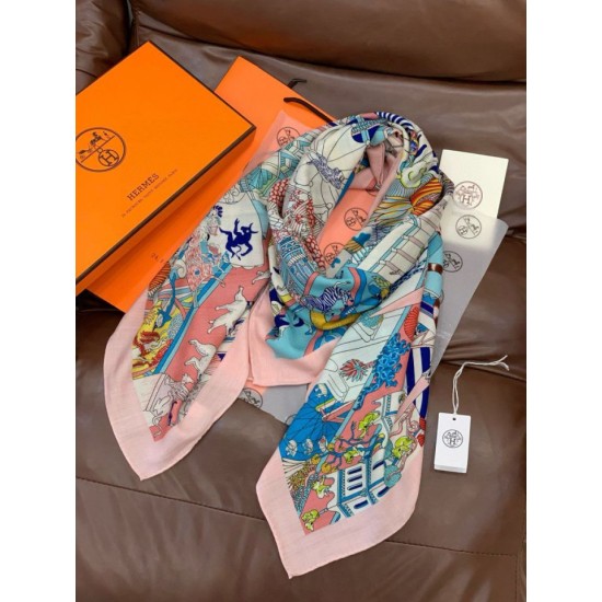 Replica Borsa Sciarpa reversibile in cashmere Hermès Animal City, 140 rosa Imitazioni Replica Borsa Sciarpa reversibile in cashmere Hermès Animal City, 140 rosa