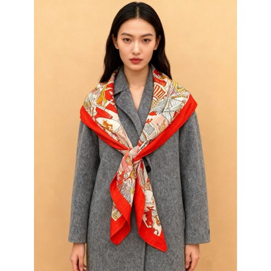 Replica Borsa Sciarpa reversibile in cashmere Hermès Animal City, 140 rosso Imitazioni Replica Borsa Sciarpa reversibile in cashmere Hermès Animal City, 140 rosso