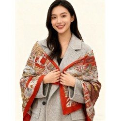 Sciarpa reversibile in cashmere Hermès Animal City, 140 rosso