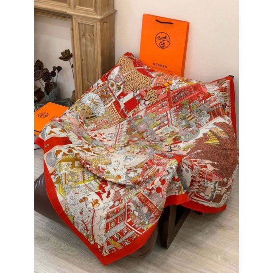 Replica Borsa Sciarpa reversibile in cashmere Hermès Animal City, 140 rosso Imitazioni Replica Borsa Sciarpa reversibile in cashmere Hermès Animal City, 140 rosso