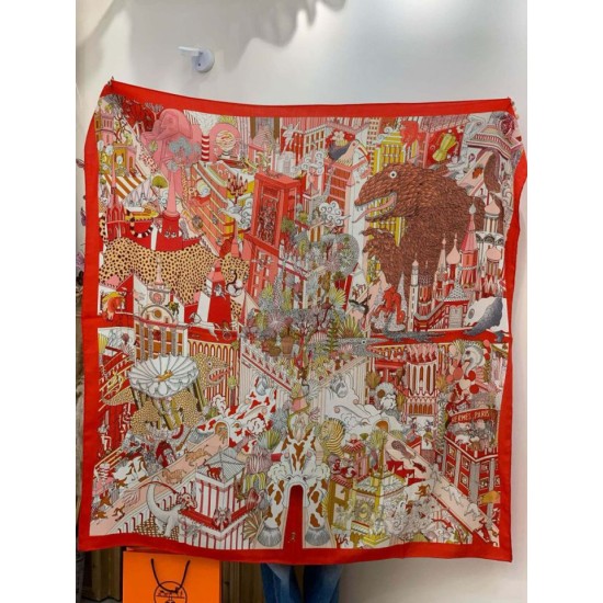 Replica Borsa Sciarpa reversibile in cashmere Hermès Animal City, 140 rosso Imitazioni Replica Borsa Sciarpa reversibile in cashmere Hermès Animal City, 140 rosso