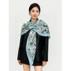 Sciarpa reversibile in cashmere Hermès Animal City, 140 blu