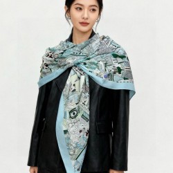 Replica Sciarpa reversibile in cashmere Hermès Animal City, 140 blu