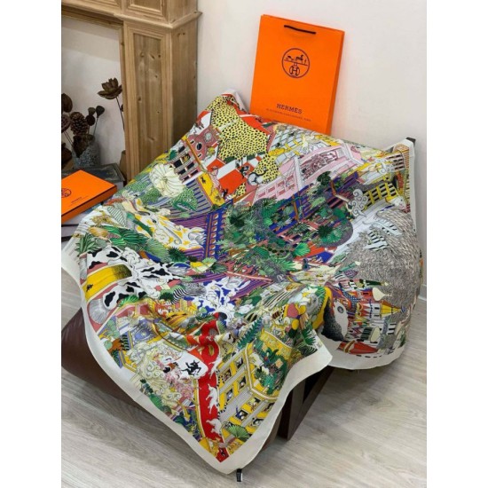 Replica Borsa Sciarpa reversibile in cashmere Hermès Animal City, 140 giallo Imitazioni Replica Borsa Sciarpa reversibile in cashmere Hermès Animal City, 140 giallo