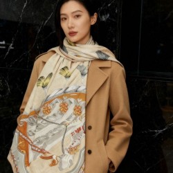 Replica Foulard quadrato in velluto double face tinta unita Hermès Sweet Saddleware, 140 albicocca