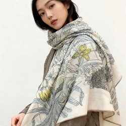 Replica Hermès Rare Treasures Fazzoletto in cashmere reversibile 140 02