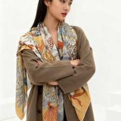Replica Pari Hermès Rare Treasures Fazzoletto in cashmere reversibile 140 03