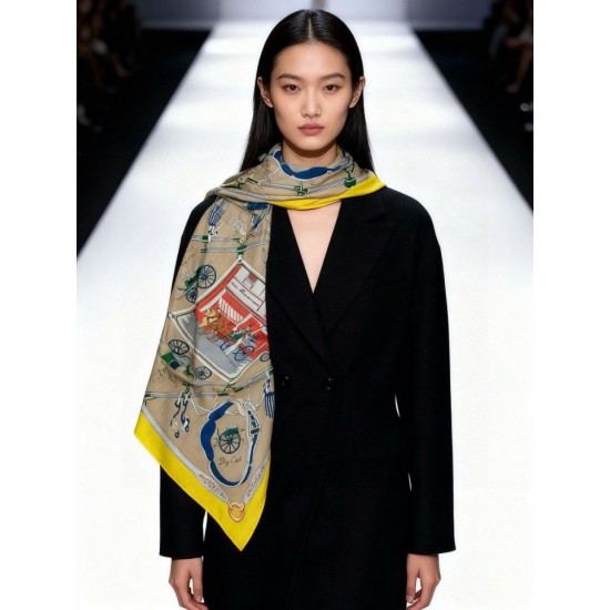 Replica Fazzoletto reversibile in cashmere Hermès Rare Treasures, 140 giallo Imitazioni Replica Fazzoletto reversibile in cashmere Hermès Rare Treasures, 140 giallo