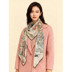 Pari Hermès Equestrian Academy Scialle in velluto reversibile 140 Marrone
