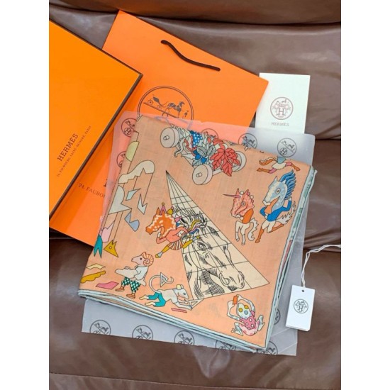 Replica Alta gamma Hermès Equestrian Academy Scialle in velluto reversibile 140 Rosa