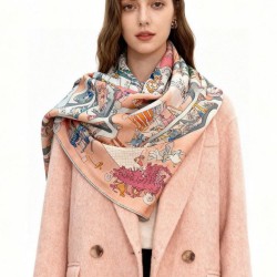 Replica Alta gamma Hermès Equestrian Academy Scialle in velluto reversibile 140 Rosa
